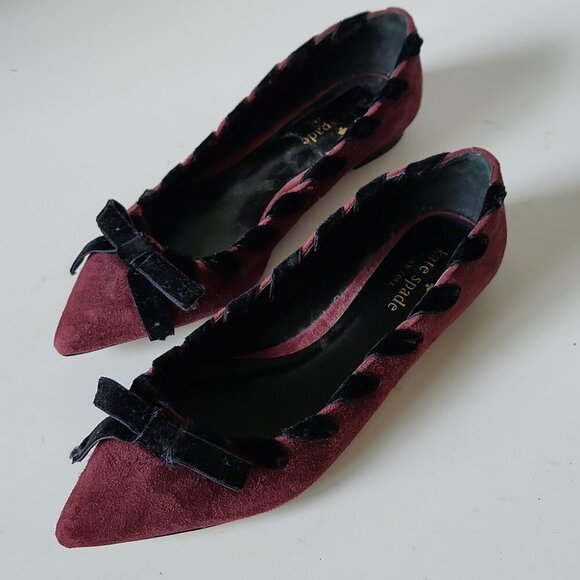 KATE SPADE | Kalani Flats Pointed Toe Red Black Sz 6.5M - Picture 2 of 5